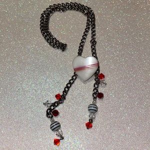 Tarina Tarantino Striped Heart Bolo Necklace